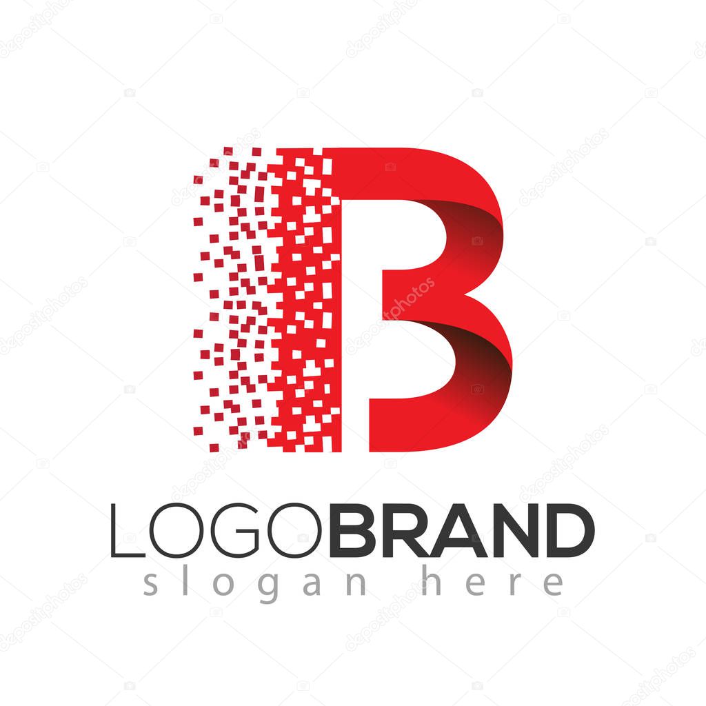 B letter data tech logo concept. letter with data vector template
