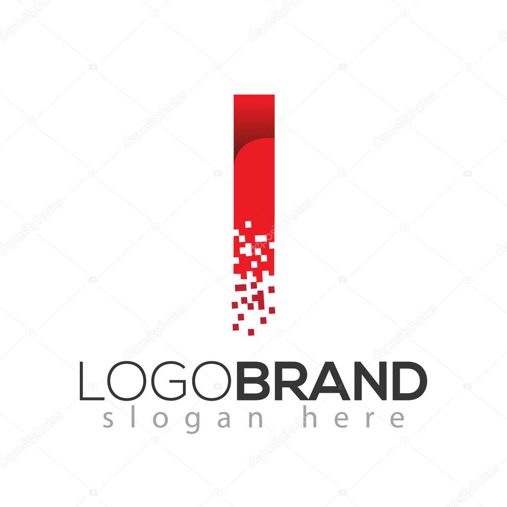I letter data tech logo concept. letter with data vector template