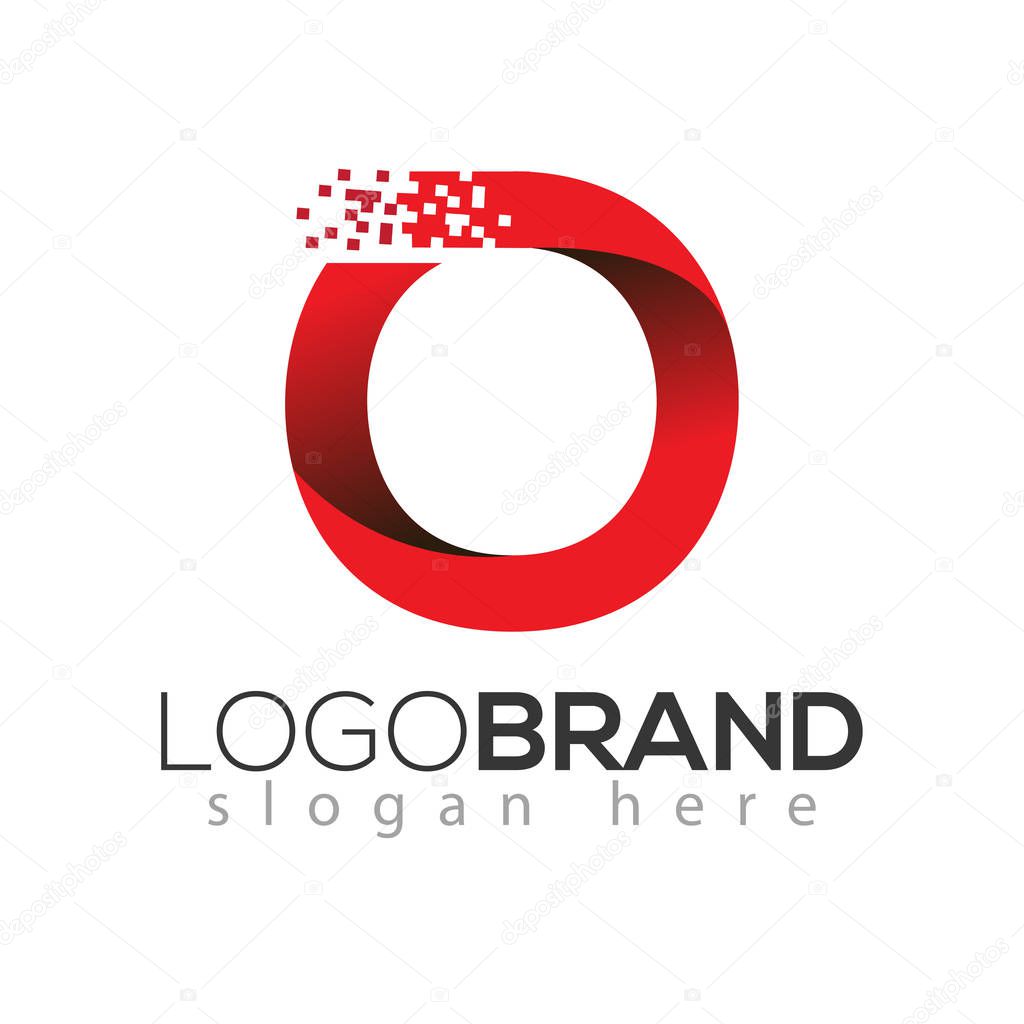 O letter data tech logo concept. letter with data vector template