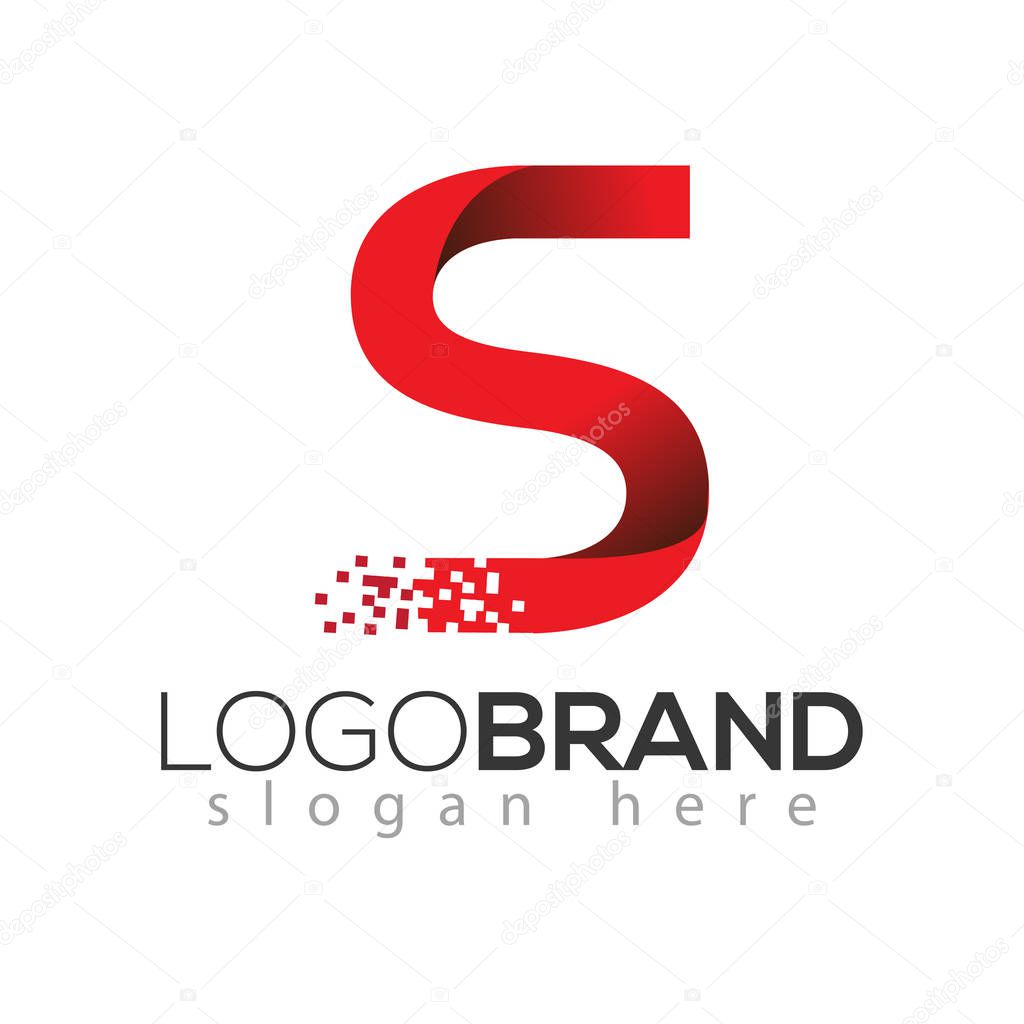 S letter data tech logo concept. letter with data vector template