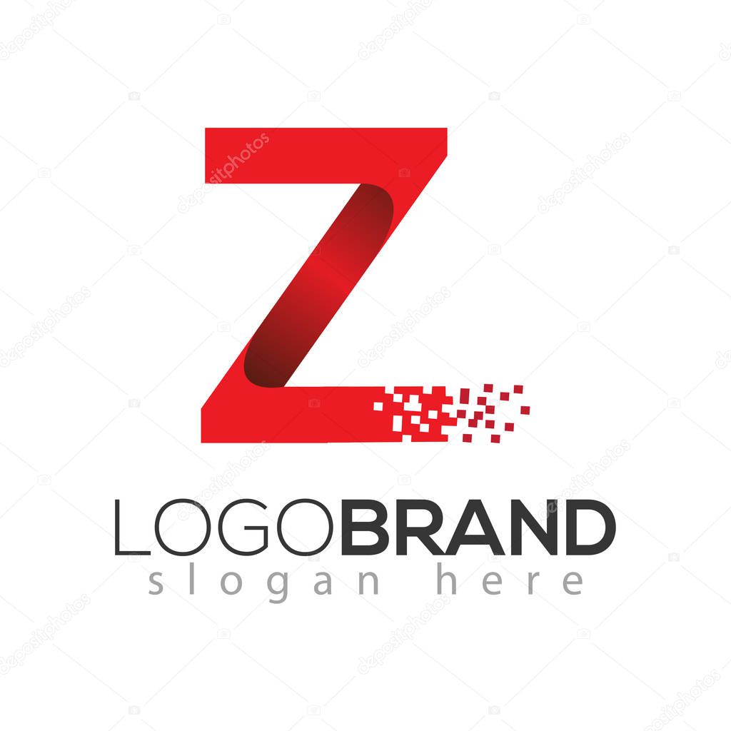 Z letter data tech logo concept. letter with data vector template