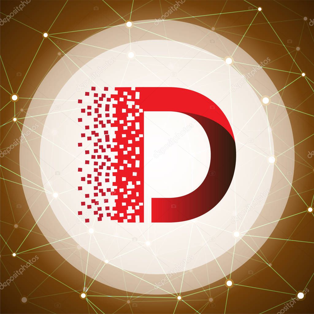 D Letter data tech logo concept with tech Background. letter with data vector template