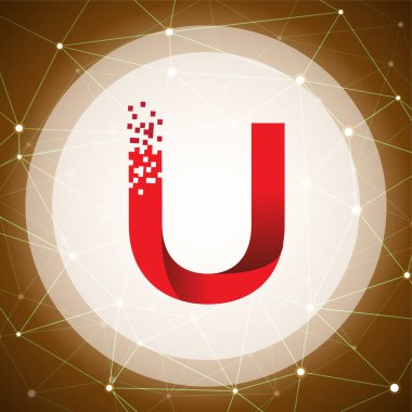 U harfi veri teknik logo kavramı teknik arka plan ile. mektup veri vektör şablonu ile