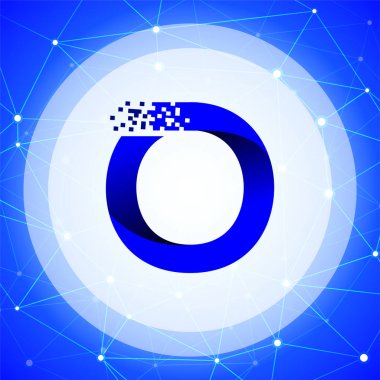 O mektup veri teknik logo kavramı teknik arka plan ile. mektup veri vektör şablonu ile