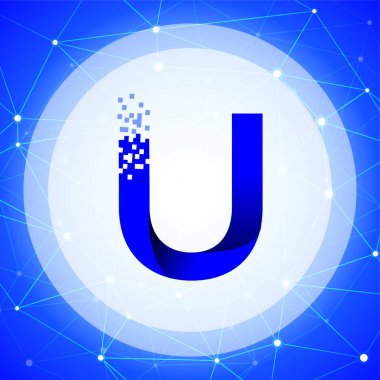 U harfi veri teknik logo kavramı teknik arka plan ile. mektup veri vektör şablonu ile