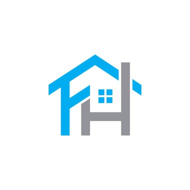 F H ilk harf logo öğesi. Eve mektup logo şablonu