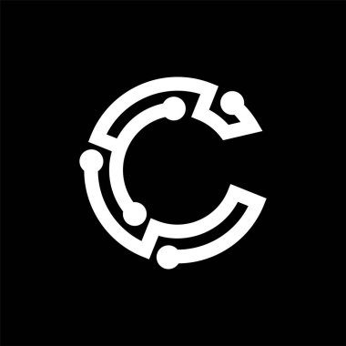 C harfi logo vektör öğesi. Teknoloji mektup logo şablonu