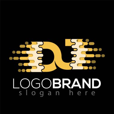 DJ mektup piksel simge vektör Logo öğesi. İlk harf hız logo şablonu