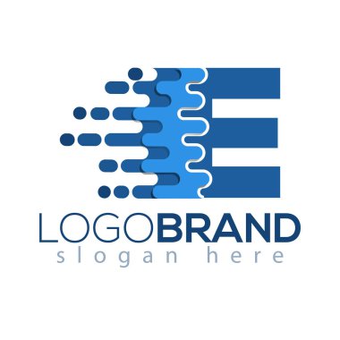 E harfi piksel simge vektör Logo öğesi. Mektup hız logo şablonu