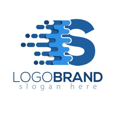 s harfi piksel simge vektör Logo öğesi. Mektup hız logo şablonu