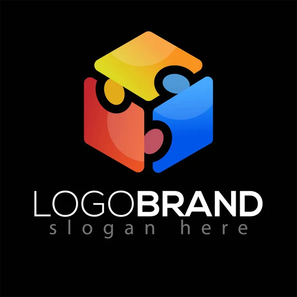 ロゴの要素をボックスします 人のロゴのテンプレート — ストックベクタ