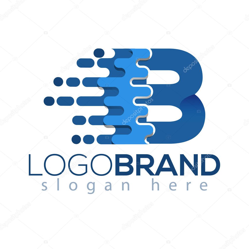 B Letter Pixel Icon Vector Logo element. Letter speed logo template