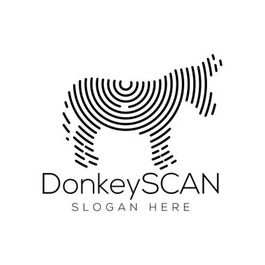 Eşek tarama teknolojisi Logo vektör öğesi. Hayvan teknoloji Logo şablonu