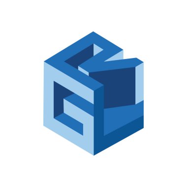 G L R ilk harf üç boyut Logo vektör öğesi