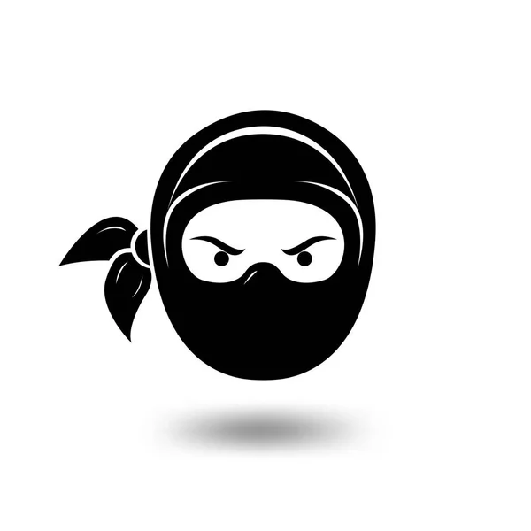 Simple Logo Noir Sérieux Tête Ninja Modèle Logo Ninja — Image vectorielle