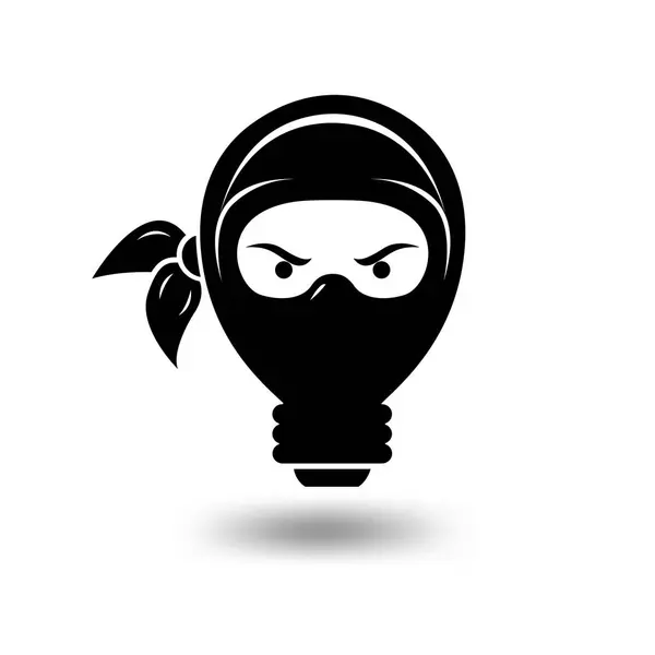 Ampoule Ninja Logo Modèle Conception Vectorielle Idée Créative Logotype Ninja — Image vectorielle