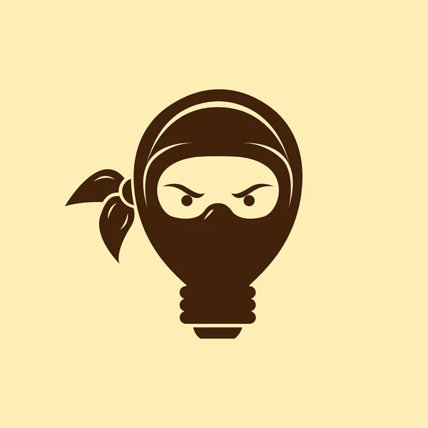 Ampoule Ninja Logo Modèle Conception Vectorielle Idée Créative Logotype Ninja — Image vectorielle