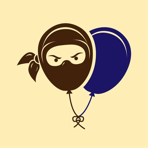 Modèle Logo Ninja Ballon Logotype Ninja Ballon — Image vectorielle