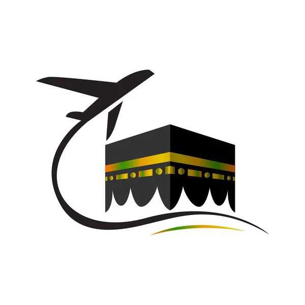 Kaaba Hajj Tour Modèle Logo Vectoriel Voyage — Image vectorielle