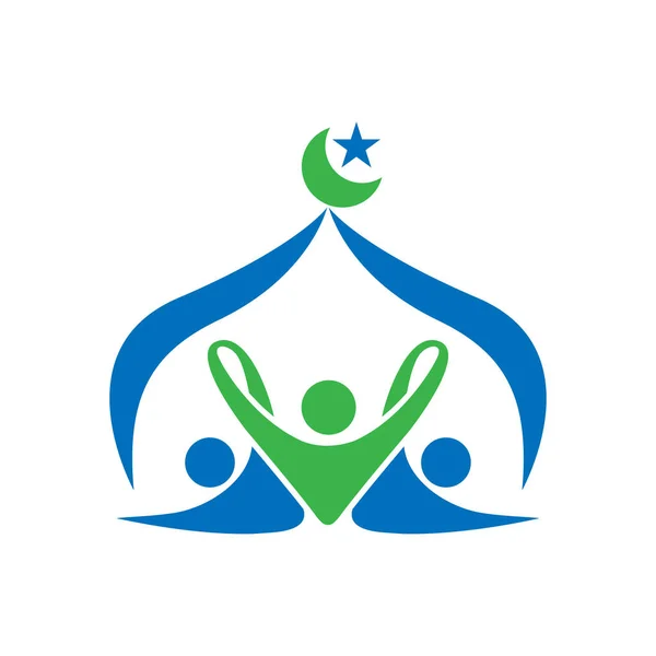 本とモスクのドームとイスラム青年団体ロゴ — ストックベクタ