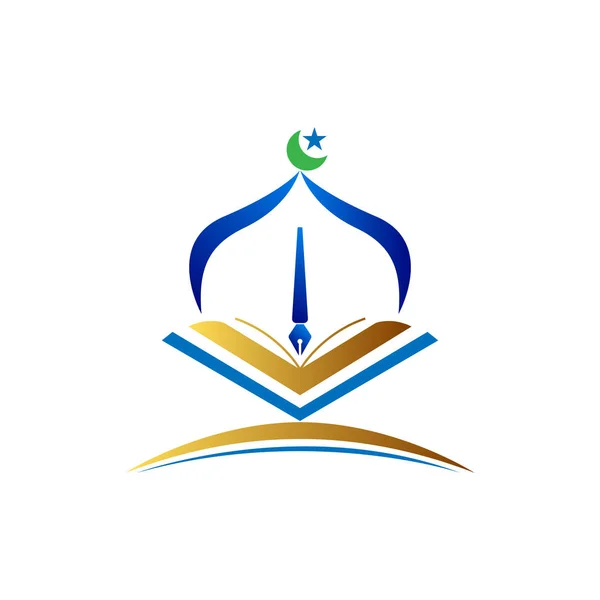 本とモスクのドームとイスラムのロゴ — ストックベクタ