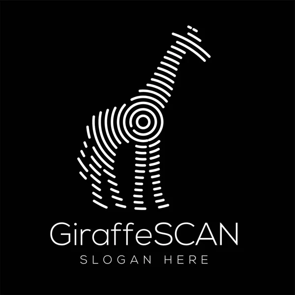 Giraffen Scan Technologie Logo Vektorelement Vorlage Tiertechnologie Logo — Stockvektor