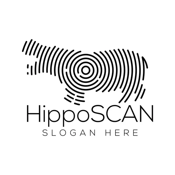 Hippo Scan Technology Logo Vector Element Animal Technology Logo Template — Stock Vector