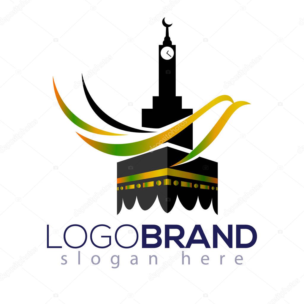 Kaaba Hajj Tour and travel vector logo template