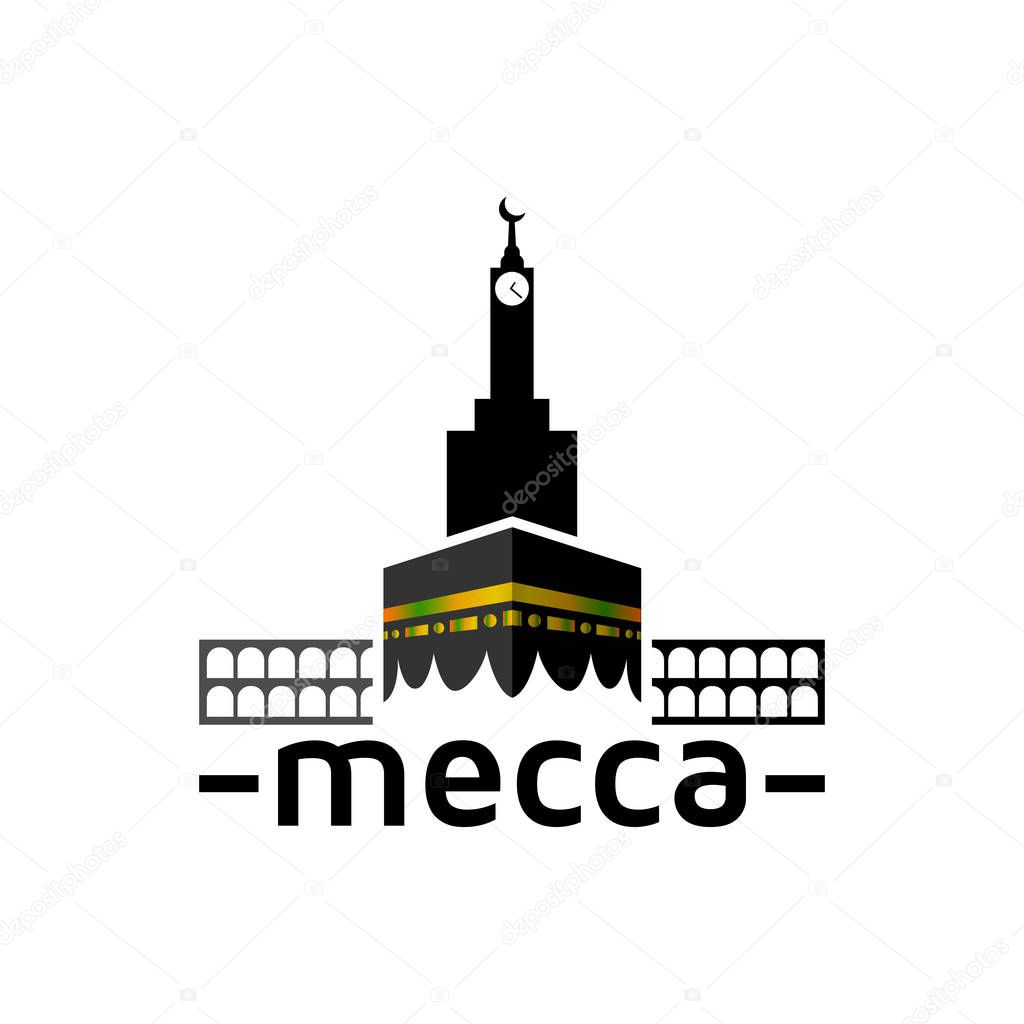 Hajj to Kaaba in Mecca logotype. Hajj kaaba logo template