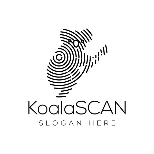 Koala Scan Technology Logo Vector Element Plantilla Logotipo Tecnología Animal — Vector de stock