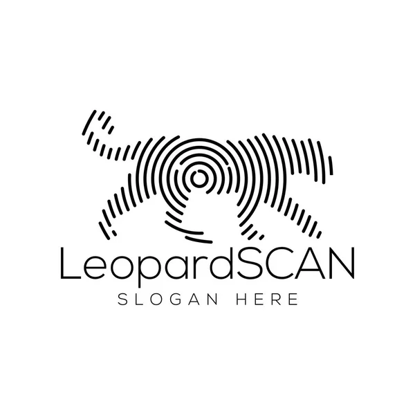 Leopard Scan Technology Logo Vector Element Animal Technology Logo Template — Stock Vector