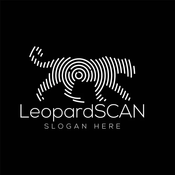 Leopard Skanowanie Logo Technologia Wektor Element Szablon Logo Technologia Zwierzęca — Wektor stockowy