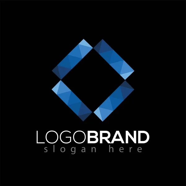 Modello Vettoriale Logo Geometrico Blu Cartone — Vettoriale Stock