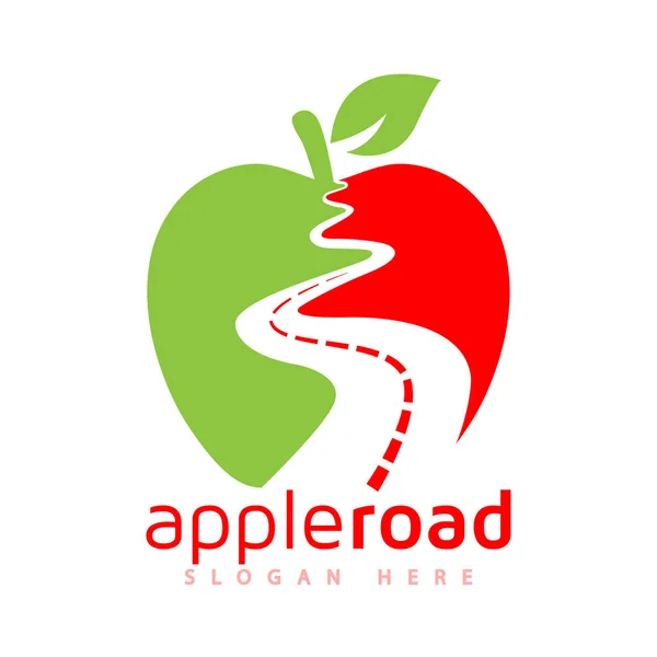 Apple Road Logo Vector Element Road Logo Template — Stock Vector