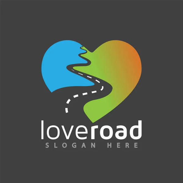 Miłość Element Wektora Logo Road Szablon Logo Road — Wektor stockowy