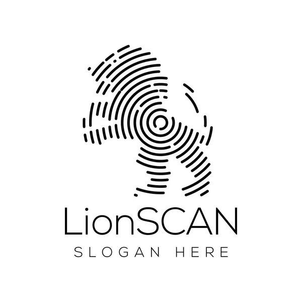 Löwe Scan Technologie Logo Vektorelement Vorlage Tiertechnologie Logo — Stockvektor