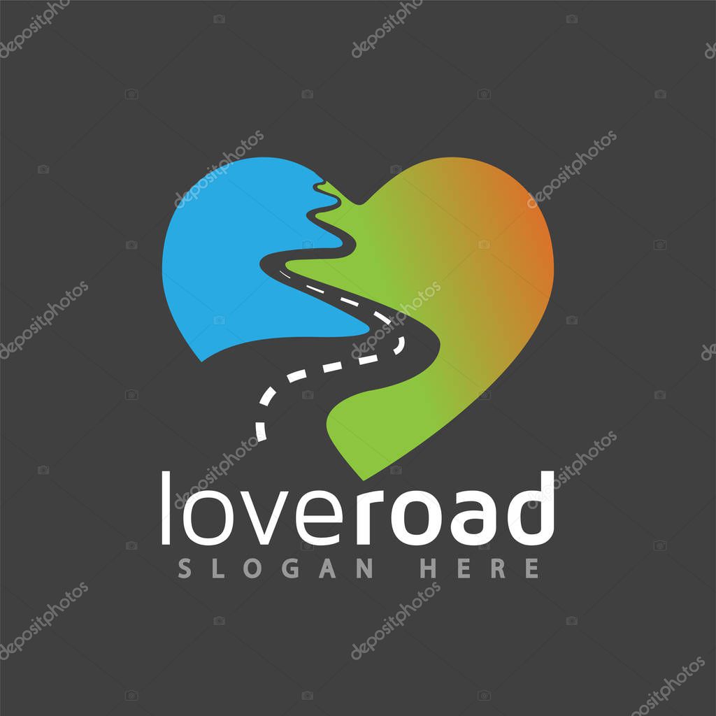 Love road logo vector element. road logo template