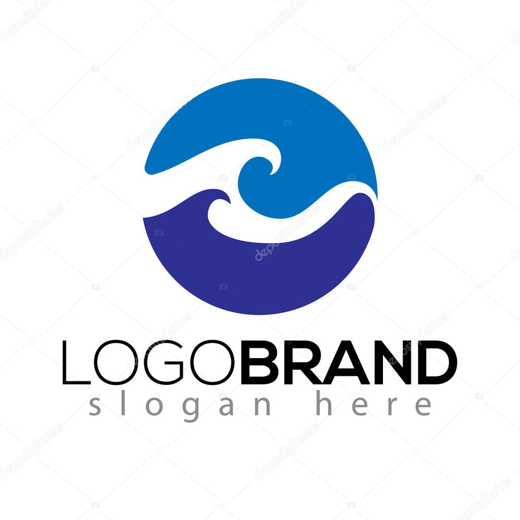 Wave circle logo vector element. wave logo template