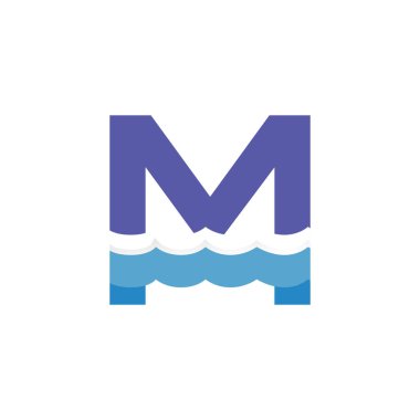 M harfi ve yaratıcı dalga logo vektör şablonu
