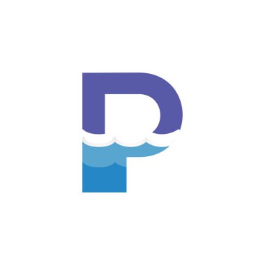 P harfi ve yaratıcı dalga logo vektör şablonu