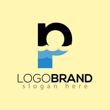 P harfi ve yaratıcı dalga logo vektör şablonu