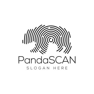 Panda tarama teknolojisi Logo vektör öğesi. Hayvan teknoloji Logo şablonu