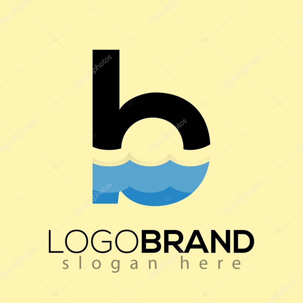 B Letter and creative wave logo vector template