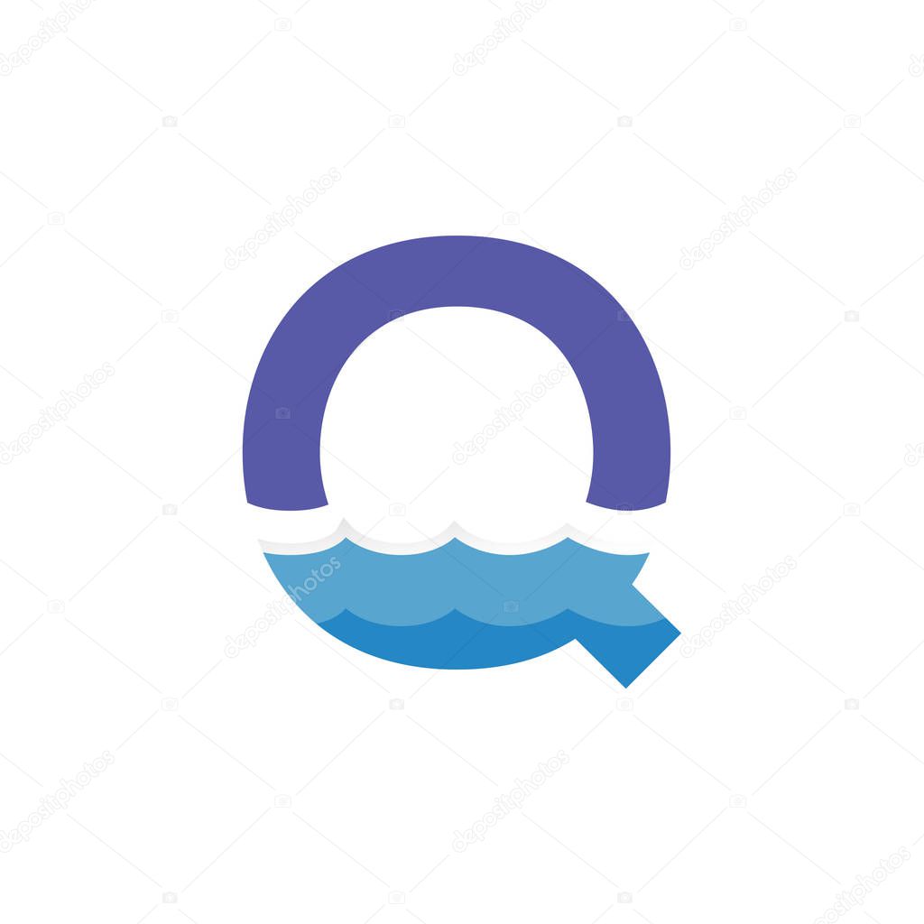 Q Letter and creative wave logo vector template