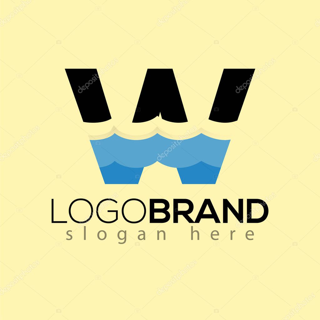 W Letter and creative wave logo vector template