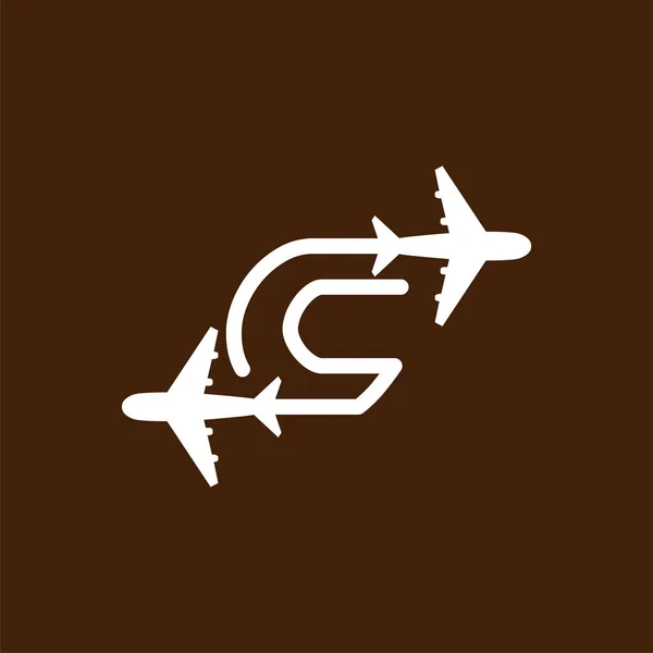 Airways Brief Logo Vector Lijnstuk Eerste Vliegtuig Reizen Logo Sjabloon — Stockvector