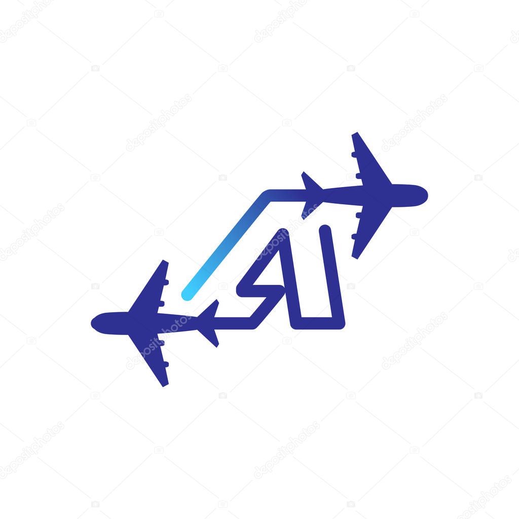 Line Airways A letter logo vector element. Initial Plane Travel logo Template
