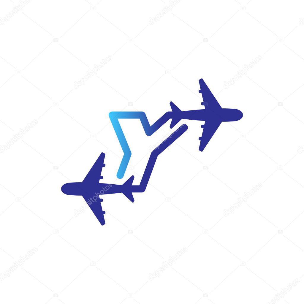 Line Airways Y letter logo vector element. Initial Plane Travel logo Template