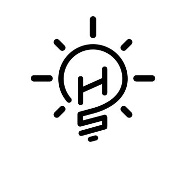 HS ilk harfi ile yaratıcı ampul Logo vektör öğesi. İlk harf ampul Logo şablonu