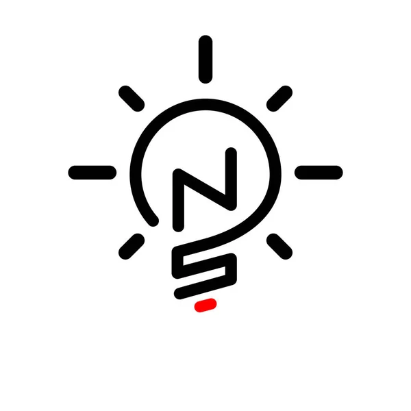 NS ilk harfi ile yaratıcı ampul Logo vektör öğesi. İlk harf ampul Logo şablonu